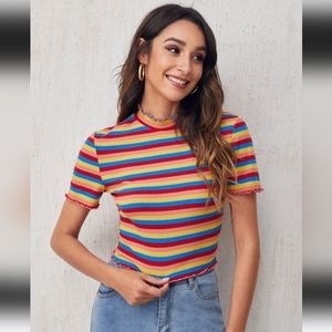SHEIN ruffled edge tshirt multi color